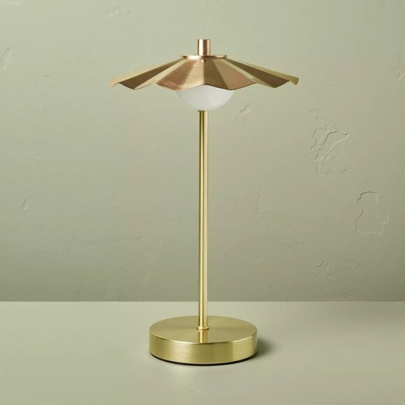 Portable Scallop Shade Table Lamp Brass/Copper - Hearth & Hand Magnolia Target - Picture 1 of 11